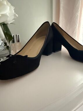 J. Crew Black Suede Block Heel Pumps